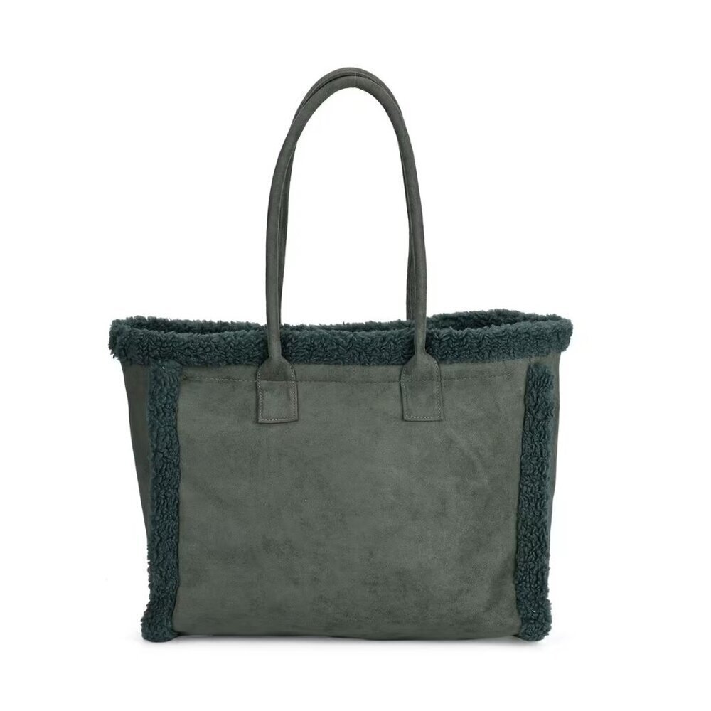 Tote Bag Green Faux Fur Plush